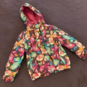 Garnet Hill Little Girls Snow Jacket-Multi Colored Butterfly-Size 6 Grow W/Me